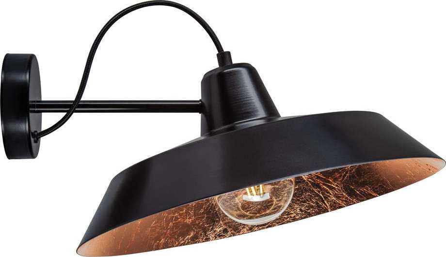 Černé nástěnné svítidlo s detailem v měděné barvě Bulb Attack Cinco Basic Bulb Attack