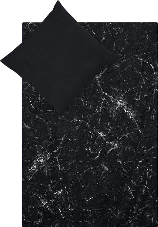 Černé povlečení na jednolůžko z bavlněného perkálu Westwing Collection Malin