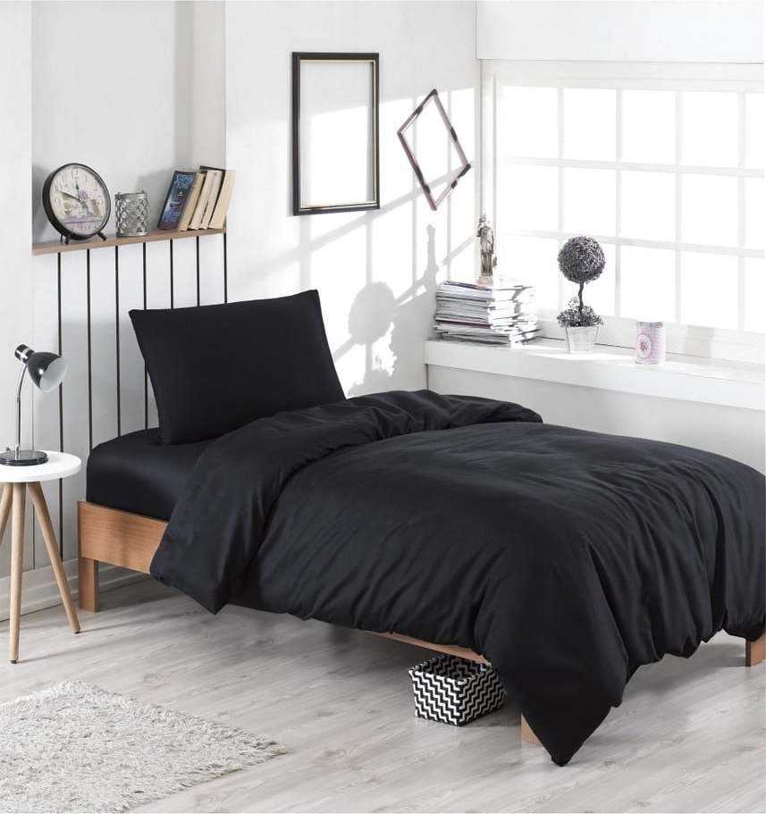 Černé povlečení s příměsí bavlny na jednolůžko Paint