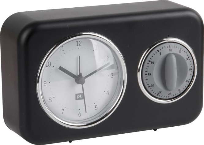 Černé stolní hodiny s kuchyňskou minutkou PT LIVING Nostalgia PT LIVING