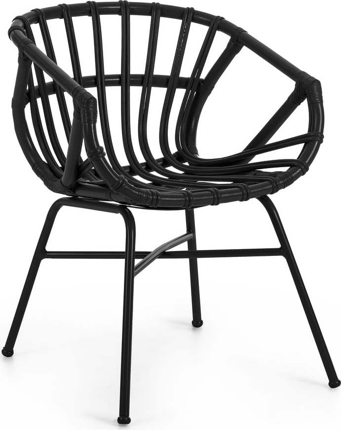 Černé zahradní ratanové křeslo s ocelovými nohami Kave Home Constant Kave Home