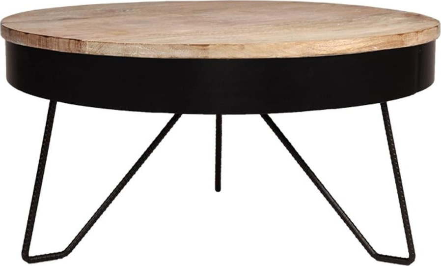 Černý konferenční stolek s deskou z mangového dřeva LABEL51 Saran