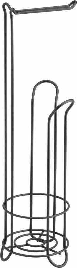 Černý ocelový stojan na toaletní papír se zásobníkem InterDesign