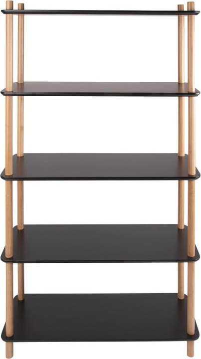 Černý regál s bambusovými nohami Leitmotiv Cabinet Simplicity Leitmotiv