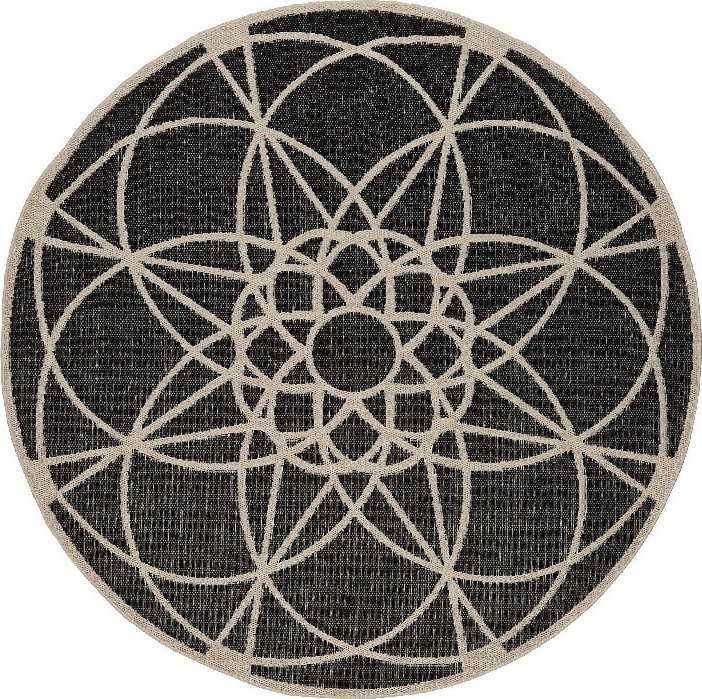 Černý venkovní koberec Floorita Tondo