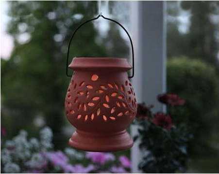 Červená keramická venkovní LED lucerna Star Trading Clay