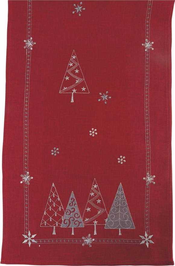 Červený vánoční běhoun na stůl Villa d'Este Xmas Geometric