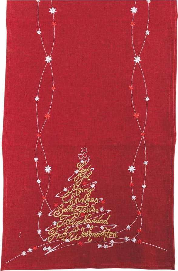 Červený vánoční běhoun na stůl Villa d'Este Xmas Runner