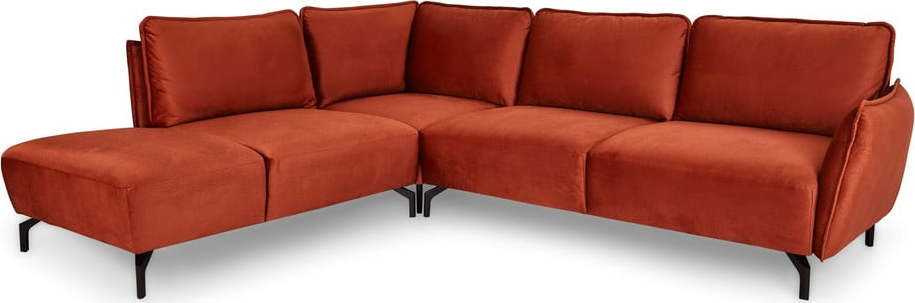 Cihlová sametová rohová pohovka Bonami Selection Bella