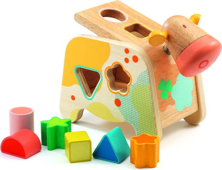 Dětská dřevěná skládací hračka Cow DJECO