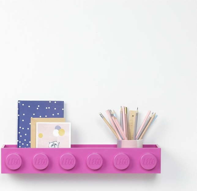 Dětská růžová nástěnná polička LEGO® Sleek LEGO