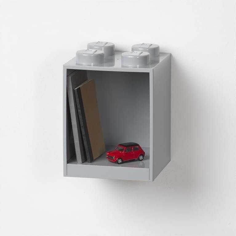 Dětská šedá nástěnná police LEGO® Brick 4 LEGO