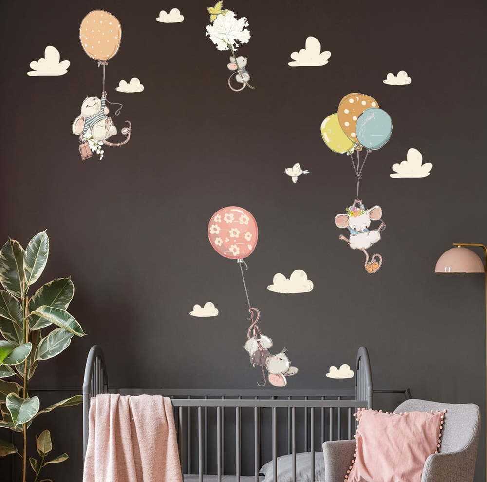 Dětské samolepky na zeď Ambiance Flying Mouse Ambiance