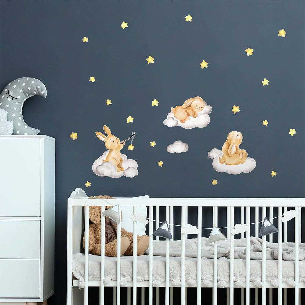 Dětské samolepky na zeď Ambiance Rabbits Magic Ambiance