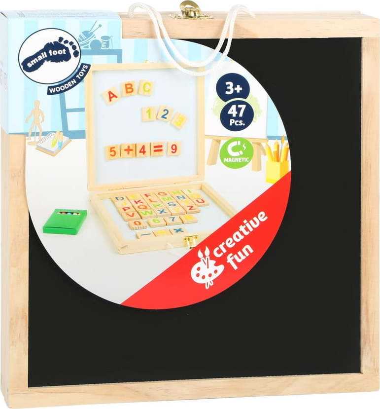 Dřevěný box s křídovou tabulí a magnetickou deskou Legler Letters&Numbers Legler