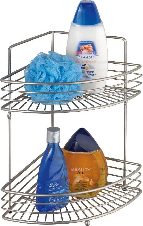 Dvoupatrová rohová nástěnná polička z pochromované oceli Wenko Milano