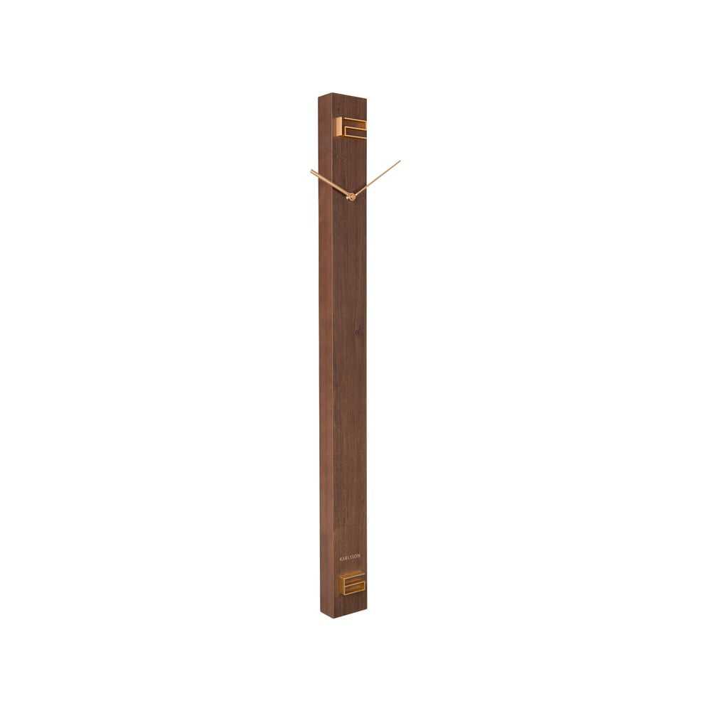 Hnědé dřevěné nástěnné hodiny Karlsson Discreet Long