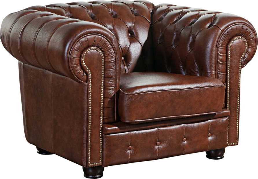 Hnědé kožené křeslo Max Winzer Norwin Max Winzer