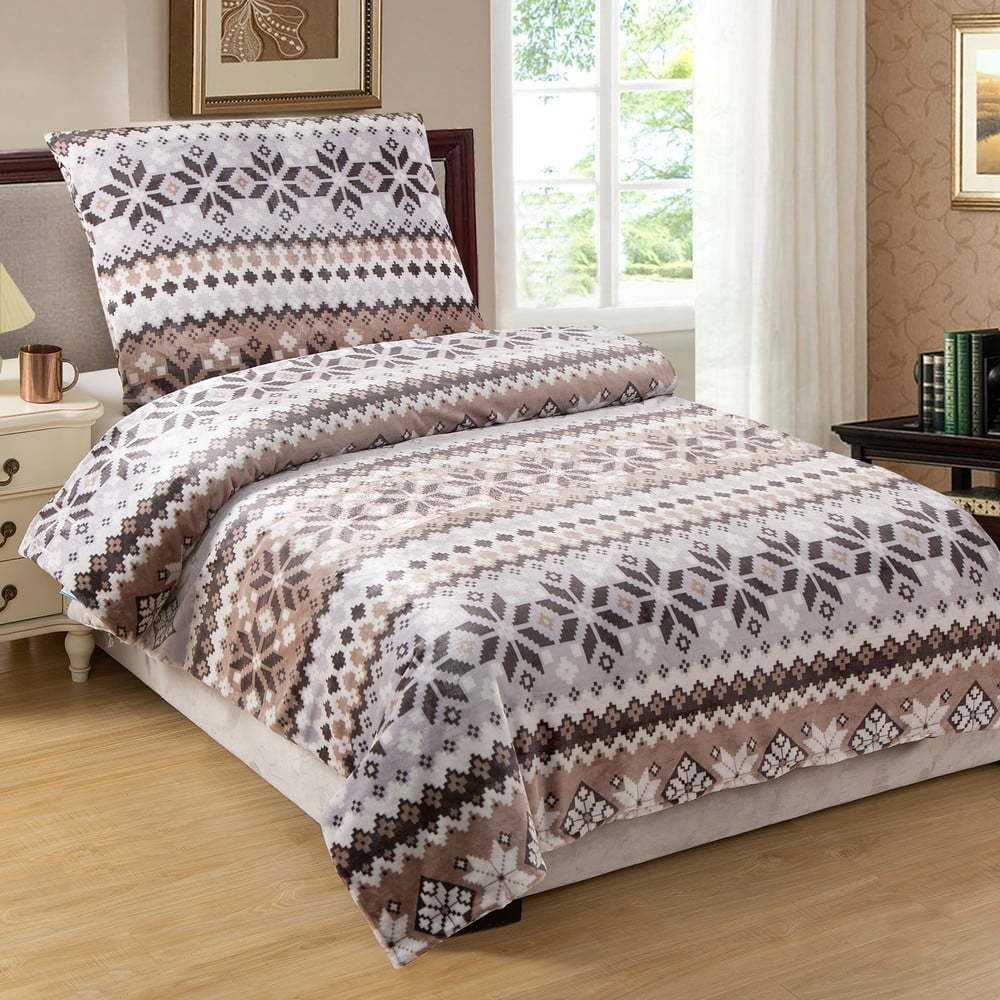 Hnědé povlečení z mikroplyše 200x140 cm Brown Flake - My House My House