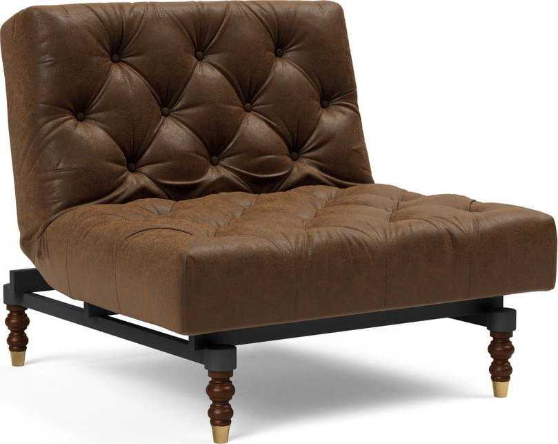 Hnědé rozkládací křeslo Innovation Oldschool Leather Look Brown Vintage Innovation