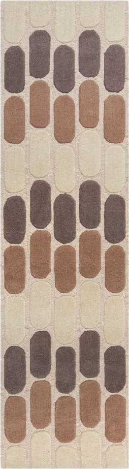 Hnědo-béžový vlněný běhoun Flair Rugs Fossil