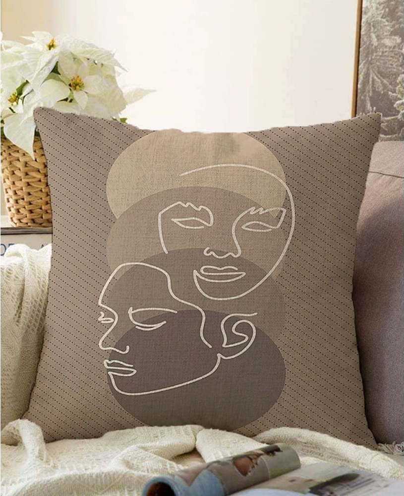 Hnědý povlak na polštář s příměsí bavlny Minimalist Cushion Covers Chenille