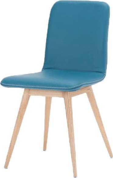 Jídelní židle z masivního dubového dřeva s koženým tyrkysovým sedákem Gazzda Ena Gazzda