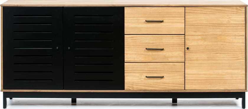 Komoda s dřevěnou konstrukcí a černými dvířky Marckeric Alessia Marckeric