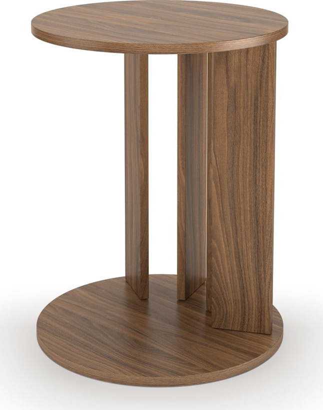 Kulatý konferenční stolek s deskou v dekoru ořechového dřeva ø 50 cm Nora - TemaHome TemaHome