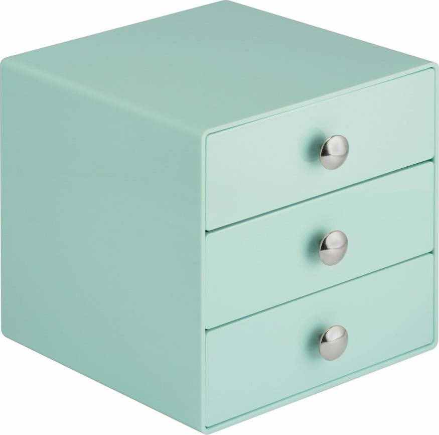 Mátově zelený úložný box s 3 šuplíky iDesign Drawers