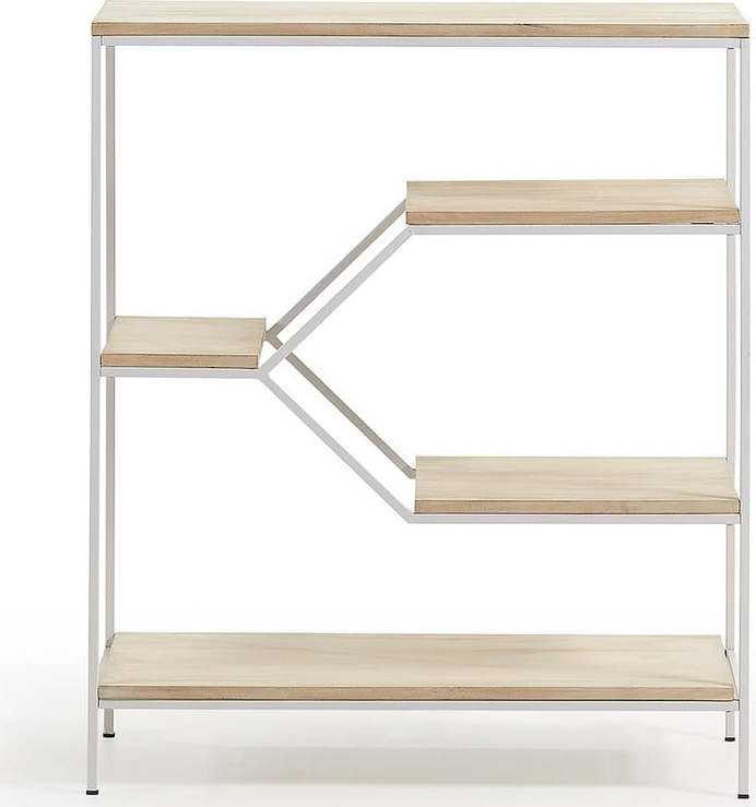 Menší bílá knihovna s policemi z mangového dřeva Kave Home Pyke Kave Home