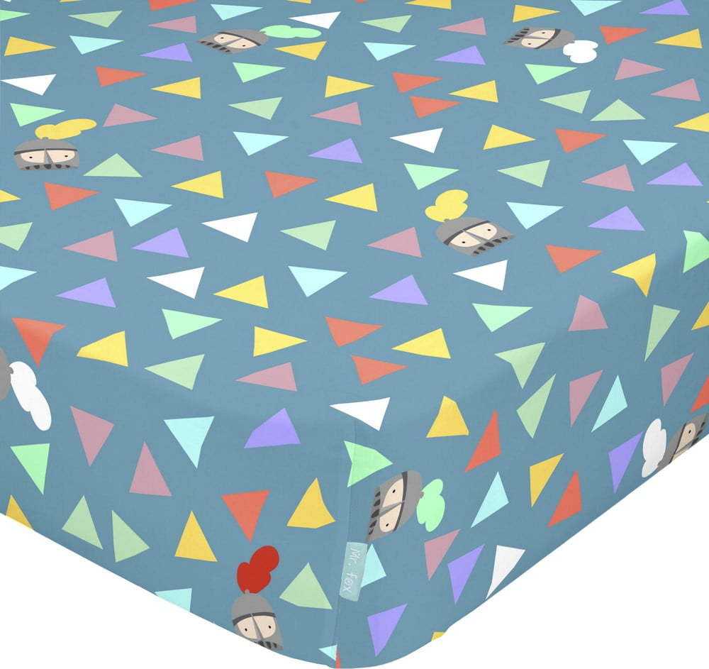 Modré elastické bavlněné prostěradlo Mr. Fox Knight