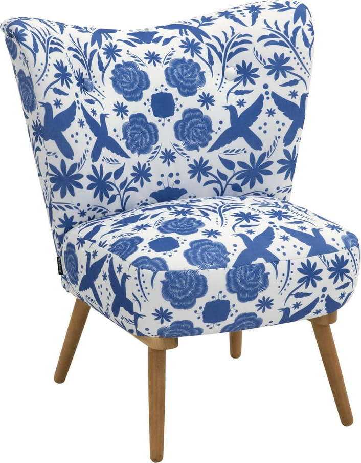 Modro-bílé květované křeslo Max Winzer Jack Max Winzer