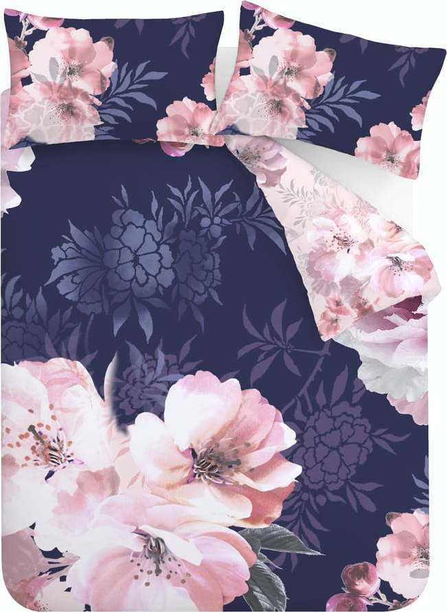 Modro-růžové povlečení Catherine Lansfield Dramatic Floral