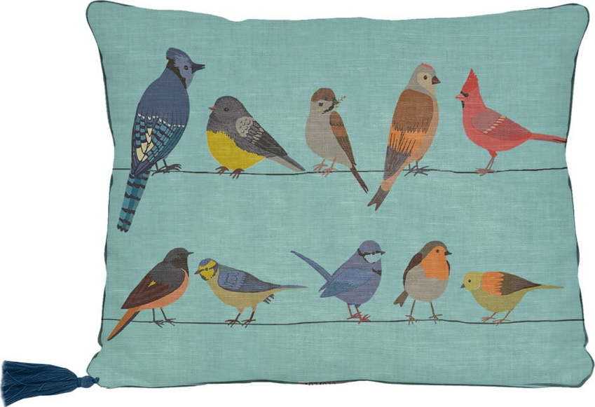 Modrý polštář Little Nice Things Fancy Birds