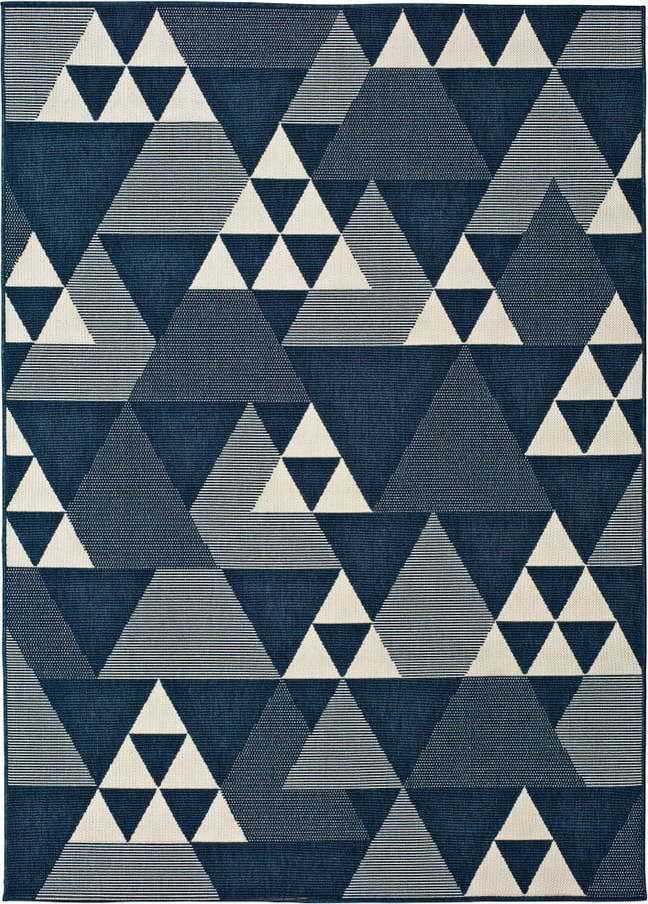Modrý venkovní koberec Universal Clhoe Triangles