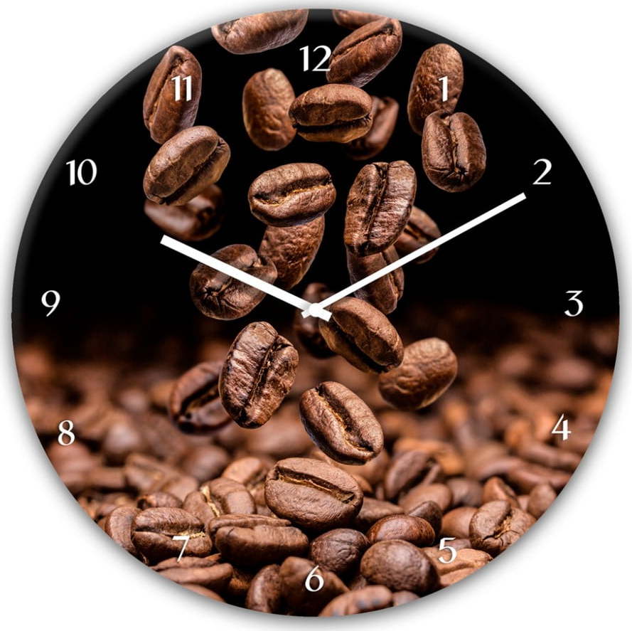 Nástěnné hodiny Styler Glassclock Coffee Seeds