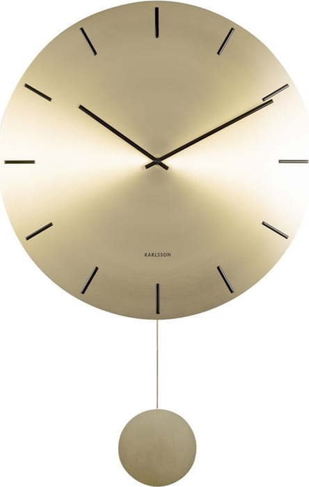 Nástěnné kyvadlové hodiny ve zlaté barvě Karlsson Impressive