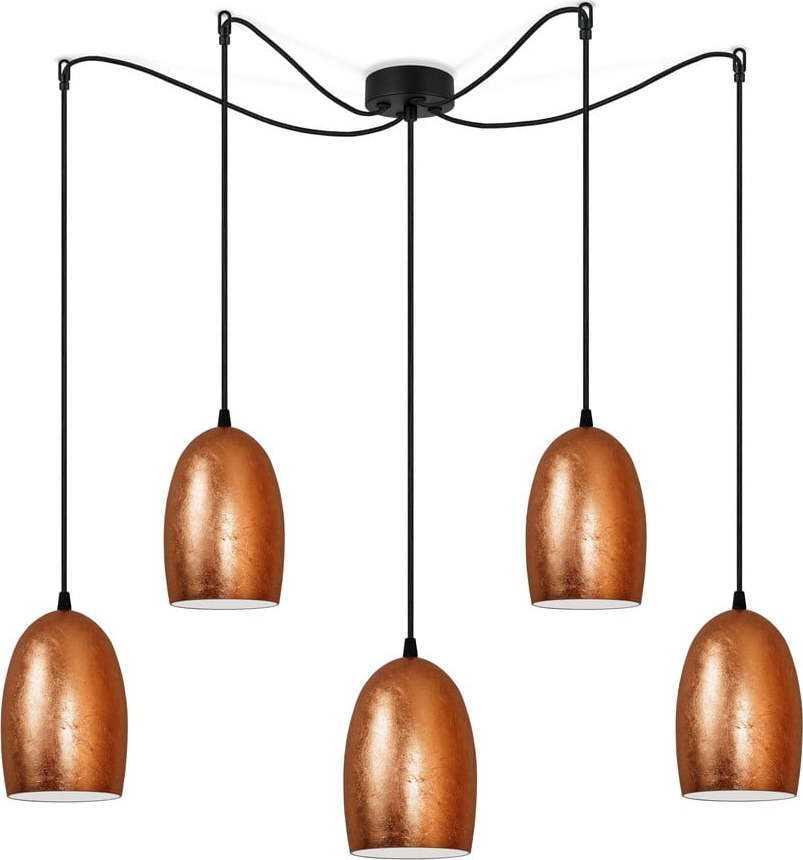 Pětiramenné závěsné svítidlo v měděné barvě Sotto Luce UME
