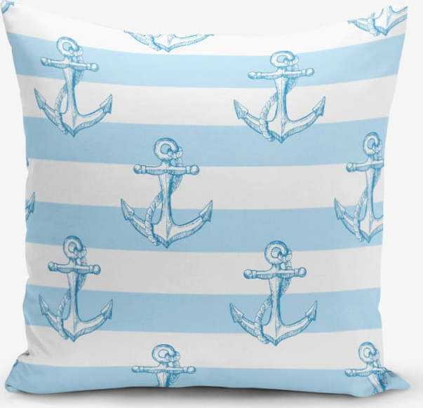 Povlak na polštář s příměsí bavlny Minimalist Cushion Covers Blue White See Concept