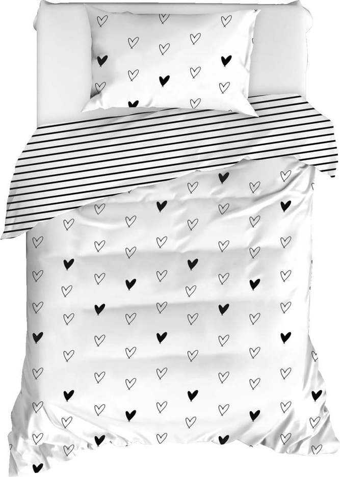 Povlečení na jednolůžko z ranforce bavlny Mijolnir Eveline White