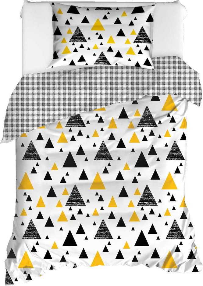 Povlečení na jednolůžko z ranforce bavlny Mijolnir Ilove Black & Yellow
