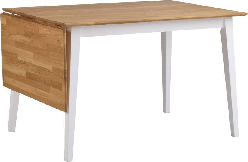 Přírodní sklápěcí dubový jídelní stůl s bílými nohami Rowico Mimi