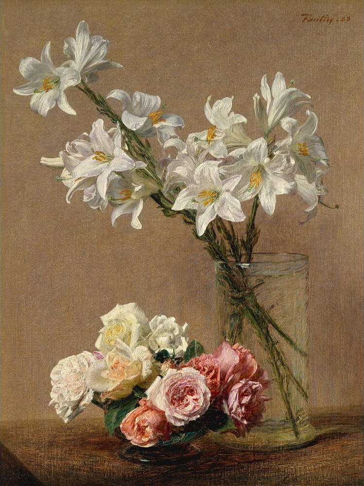 Reprodukce obrazu Henri Fantin-Latour - Roses and Lilies