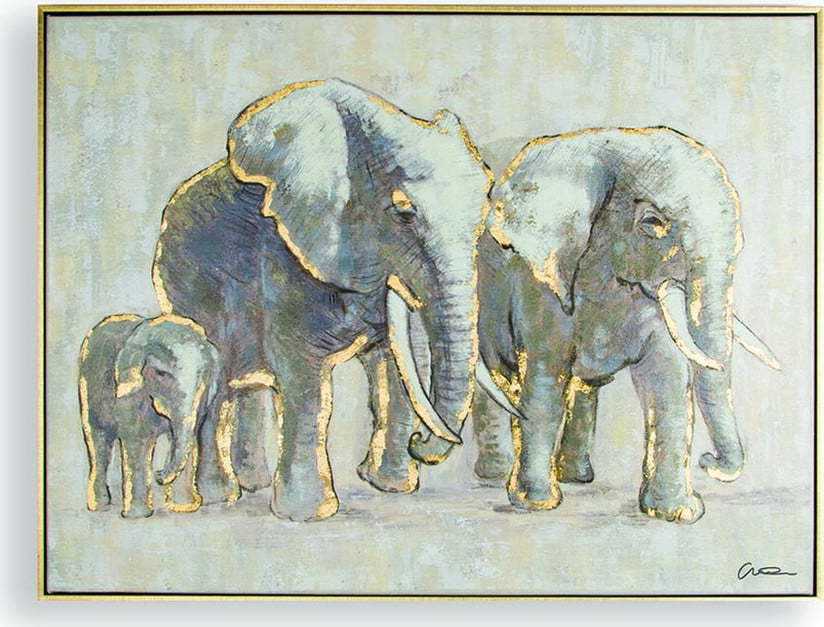 Ručně malovaný obraz Graham & Brown Elephant Family