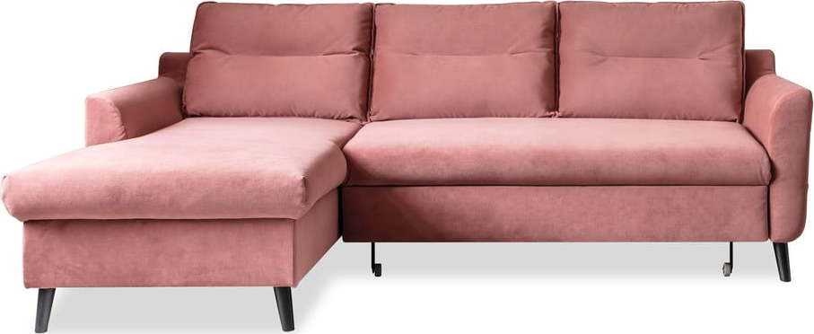 Růžová sametová rozkládací rohová pohovka Miuform Stylish Stan