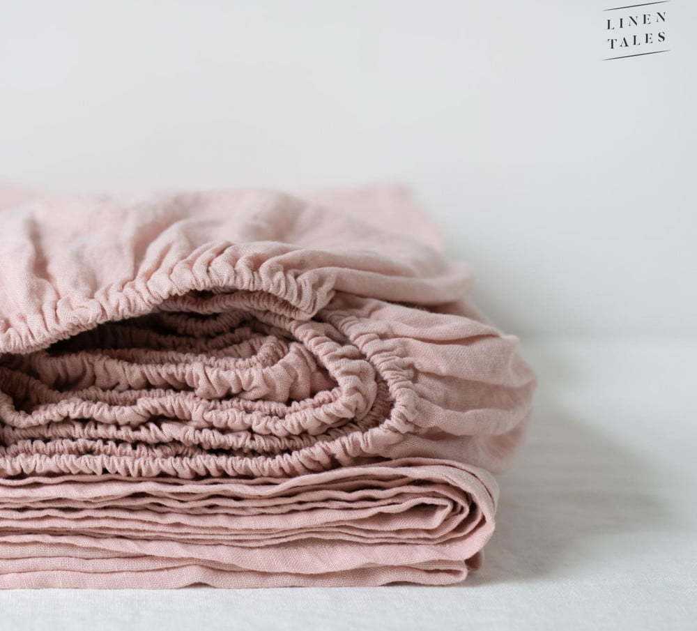 Růžové lněné prostěradlo 200x160 cm - Linen Tales Linen Tales