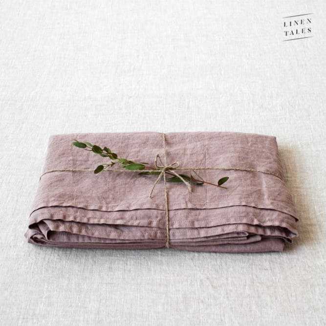 Růžové lněné prostěradlo 250x140 cm - Linen Tales Linen Tales