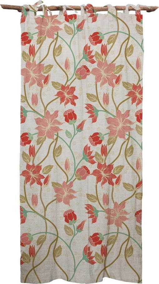 Růžovo-béžový závěs s příměsí lnu Tierra Bella Amazonia