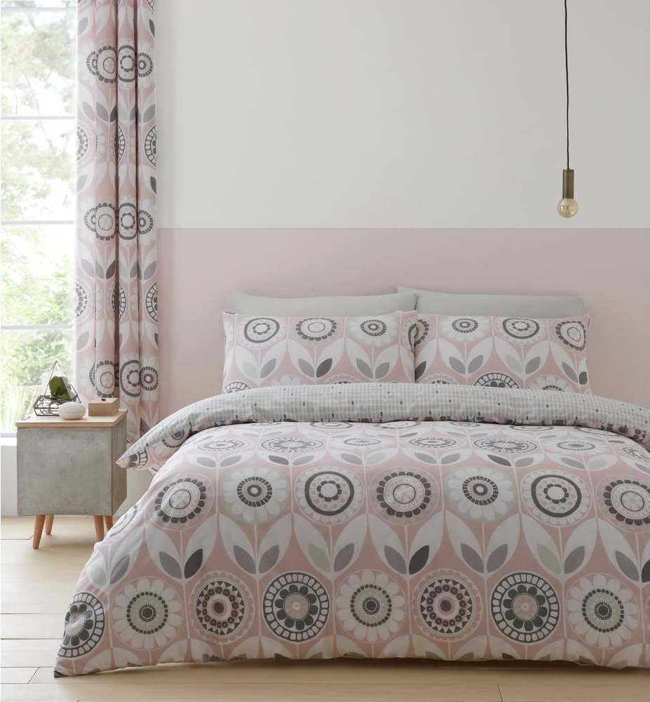 Růžovo-šedé povlečení Catherine Lansfield Annika